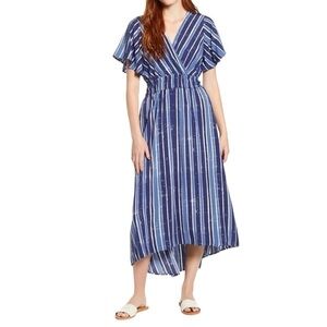Tommy Bahama Fan Fair Stripe Maxi Dress in Island Navy Small New